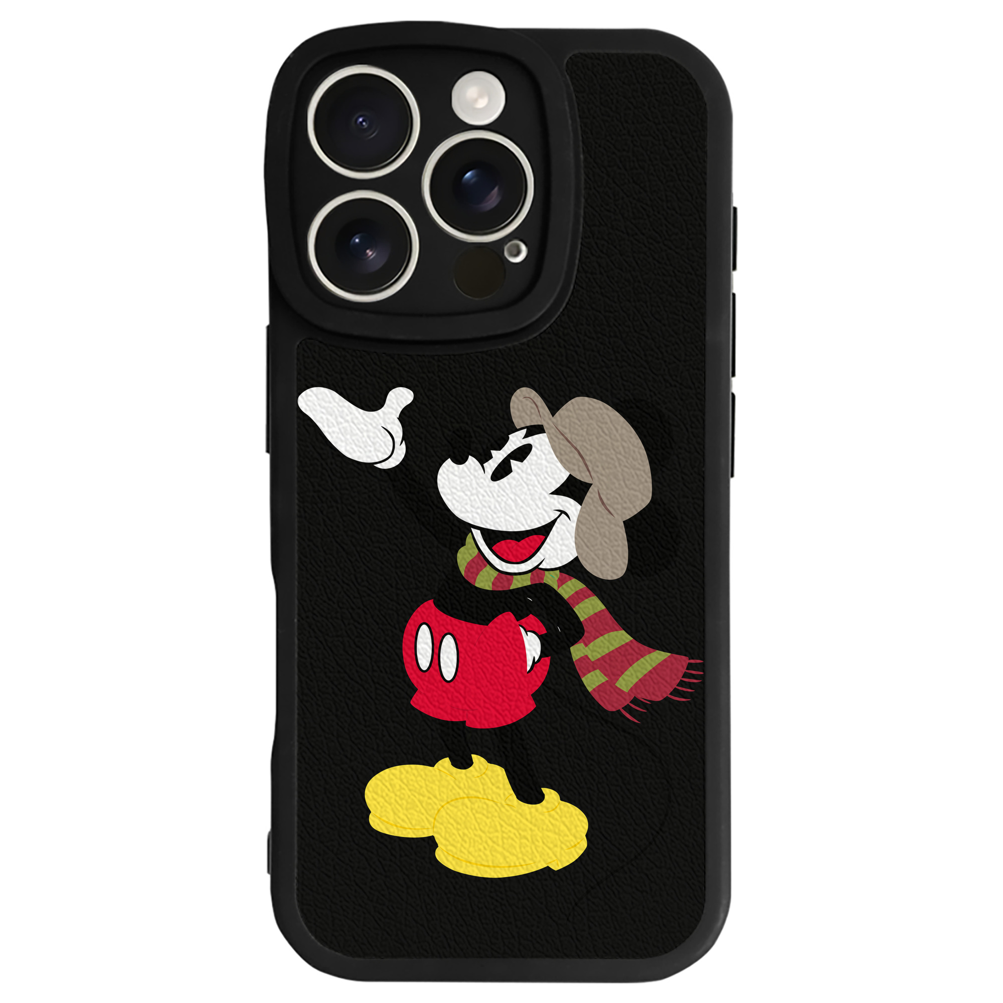 （画像用） ミッキーマウス Mickey Mouse 【iPhone 16シリーズ対応】シリコンスマホケース（レザー調） 材質：シリコン